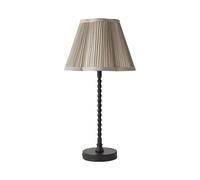 ValueLights | Maeve Light Grey Pleated Faux Silk Scallop Shade Black Bobbin Table Lamp & Bulb | Table Lamps, Home Décor & Improvement Essential | Light Bulb Included