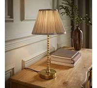 Valuelights Maeve Light Grey Pleated Faux Silk Scallop Shade Brushed Gold Bobbin Table Lamp