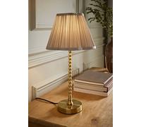 ValueLights | Maeve Light Grey Pleated Faux Silk Scallop Shade Brushed Gold Bobbin Table Lamp | Table Lamps, Home Décor & Improvement Essential