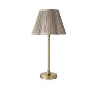 Maeve Light Grey Pleated Faux Silk Scallop Shade Brushed Gold Bobbin Table Lamp ValueLights Gold One Size