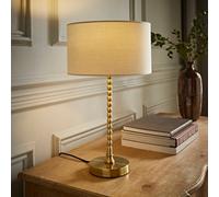ValueLights Maeve Natural Drum Lamp Shade Gold Bobbin Table Lamp & Bulb