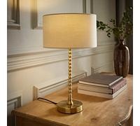 ValueLights | Maeve Natural Fabric Drum Lamp Shade Brushed Gold Bobbin Bobble Table Lamp | Table Lamps, Home Décor & Improvement Essential