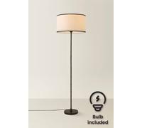 ValueLights Maeve Natural Shade with Black Trim Bobbin Black Floor Lamp & Bulb ValueLights Black
