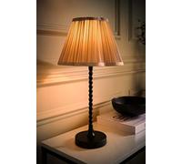 Maeve Pleated Faux Silk Scallop Shade Matte Black Bobbin Table Lamp with Bulb ValueLights Light Grey One Size