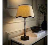 ValueLights | Maeve Black Bobble Table Lamp Base with Black Trim Scallop Shade with Warm White Bulb