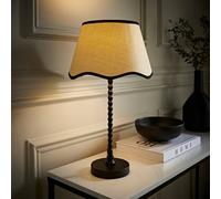 ValueLights Maeve Black Trim Scallop Shade Black Bobbin Table Lamp & Bulb