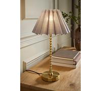 ValueLights Maeve Grey Scallop Pleated Shade Gold Bobbin Table Lamp
