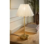 ValueLights Maeve White Scallop Pleated Shade Gold Bobbin Table Lamp