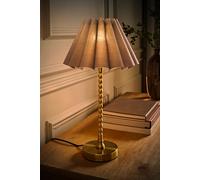 ValueLights Maeve Scallop Pleated Tapered Shade Brushed Gold Bobbin Table Lamp with LED Bulb in Grey ValueLights Grey