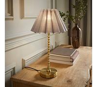 Valuelights Maeve Scallop Pleated Tapered Shade Brushed Gold Bobbin Table Lamp With Led Bulb In Grey Grey One Size