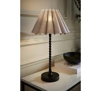 ValueLights Maeve Grey Scallop Pleated Shade Black Bobbin Table Lamp