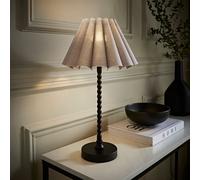ValueLights Maeve Grey Scallop Pleated Shade Black Bobbin Table Lamp