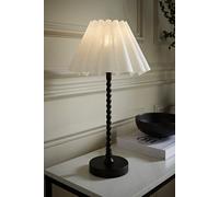 ValueLights Maeve Scallop Pleated Tapered Shade Matte Black Bobbin Bobble Table Lamp in White ValueLights White