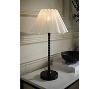 ValueLights Maeve White Scallop Pleated Shade Black Bobbin Table Lamp