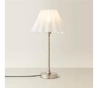 ValueLights Maeve White Scallop Taper Shade Chrome Bobbin Table Lamp