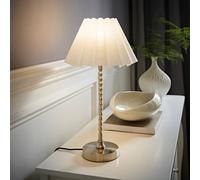 Valuelights Maeve White Scallop Pleated Taper Shade Brushed Chrome Bobbin Table Lamp & Bulb