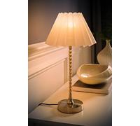 ValueLights Maeve White Scallop Pleat Shade Chrome Bobbin Table Lamp & Bulb