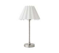 ValueLights Maeve White Scallop Pleat Shade Chrome Bobbin Table Lamp & Bulb