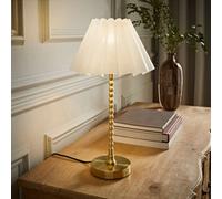 Valuelights Maeve White Scallop Pleated Tapered Shade Brushed Gold Bobbin Bobble Table Lamp