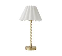 ValueLights Maeve White Scallop Pleated Shade Gold Bobbin Table Lamp