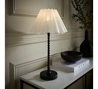 ValueLights Maeve White Scallop Pleated Shade Black Bobbin Table Lamp