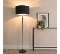 Maggie Black Candlestick Floor Lamp with Black with Chrome Inner Lamp Shade ValueLights Black One Size