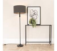 Maggie Black Candlestick Floor Lamp with Charcoal Boucle Lamp Shade and LED Bulb ValueLights Charcoal One Size