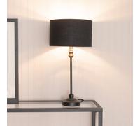 Valuelights Maggie Black Candlestick Table Lamp With Black And Chrome Inner Lamp Shade And Led Bulb