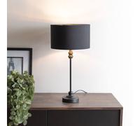 Maggie Black Candlestick Table Lamp with Black and Gold Inner Lamp Shade ValueLights Black One Size