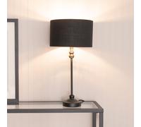 Maggie Black Candlestick Table Lamp with Black and Chrome Inner Lamp Shade ValueLights Black One Size