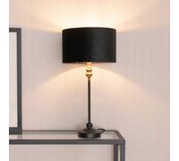 Maggie Black Candlestick Table Lamp with Black Velvet and Gold Lamp Shade ValueLights Black One Size