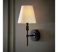 ValueLights | Maggie Black Candlestick Wall Light with Linen Shade and Bulb | Wall Lights, Home Décor & Improvement Essential