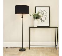 Maggie Black Metal Candlestick Floor Lamp with Fabric Lamp Shade and LED Bulb ValueLights Black One Size