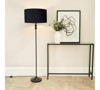 ValueLights Maggie Black Metal Candlestick Floor Lamp with Velvet Lamp Shade ValueLights Black