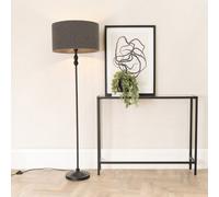 Valuelights Maggie Black Metal Candlestick Floor Lamp With Charcoal Boucle Lamp Shade