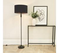 Maggie Black Metal Candlestick Floor Lamp with Fabric Lamp Shade ValueLights Charcoal One Size