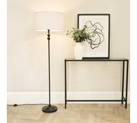 Valuelights Maggie Black Metal Candlestick Floor Lamp With Fabric Lamp Shade And Led Bulb In White White One Size