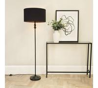 Valuelights Maggie Black Metal Candlestick Floor Lamp With Fabric Lamp Shade Black