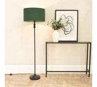 Maggie Black Metal Candlestick Floor Lamp with Fabric Lamp Shade ValueLights Bottle Green One Size