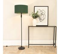 Maggie Black Metal Candlestick Floor Lamp with Fabric Lamp Shade ValueLights Bottle Green One Size
