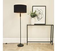 Maggie Black Metal Candlestick Floor Lamp with Fabric Lamp Shade and LED Bulb ValueLights Black One Size