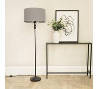 Maggie Black Metal Candlestick Floor Lamp with Grey and Metallic Chrome Shade ValueLights Grey One Size