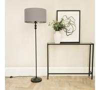 Maggie Black Metal Candlestick Floor Lamp with Grey and Metallic Chrome Shade ValueLights Grey One Size