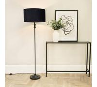 Maggie Black Metal Candlestick Floor Lamp with Velvet Lamp Shade and LED Bulb ValueLights Black One Size
