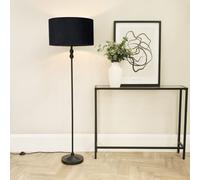 Maggie Black Metal Candlestick Floor Lamp with Velvet Lamp Shade and LED Bulb ValueLights Black One Size