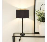 Maggie Black Metal Candlestick Slim Table Lamp with Fabric Drum Lamp Shade ValueLights Charcoal One Size