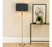 Maggie Brushed Chrome Candlestick Floor Lamp with Fabric Shade with LED Bulb ValueLights Charcoal One Size