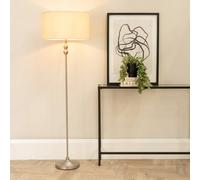 Maggie Brushed Chrome Candlestick Floor Lamp with Fabric Shade with LED Bulb ValueLights Natural One Size