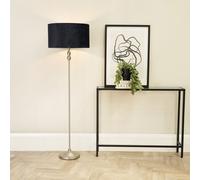 ValueLights Maggie Brushed Chrome Candlestick Floor Lamp with Velvet Lamp Shade & LED Bulb in Black ValueLights Black
