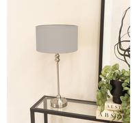 Maggie Brushed Chrome Candlestick Slim Table Lamp with Fabric Drum Lamp Shade ValueLights Grey One Size